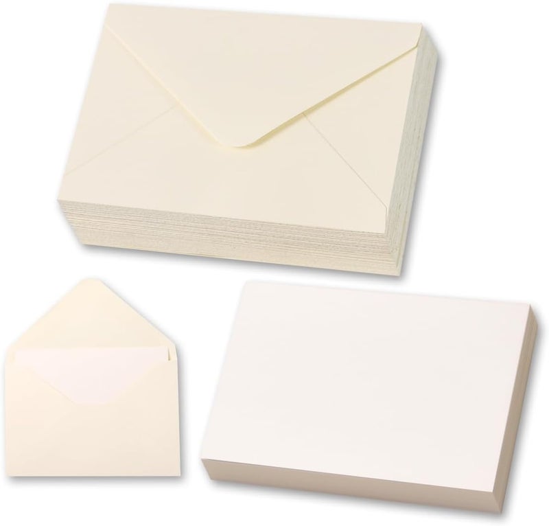 Keketer 50 Sets Cream Mini Envelopes with Blank Gift Cards, Business & Note Cards - Wedding Invitation, Graduation, Holiday Pocket Envelopes 4x2.75" Bulk for Party Favors & Scrapbooking - Image 1